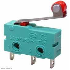 Микропереключатель KW4-5 (SC7301) 3pin пластина 18мм+ролик 250V 3A