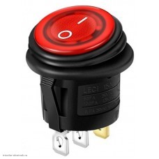 Переключатель d20 на 2 положения на замыкание 3 pin 250V 6А с подсветкой влагозащищенный красный