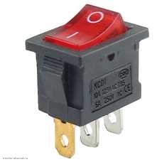 Переключатель 13х19мм на 2 положения на замыкание 3 pin 250V 6А без с подсветкой красный