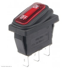 Переключатель 11х30мм на 2 положения на замыкание 3 pin 250V 15А с подсветкой влагозащищенный красн.