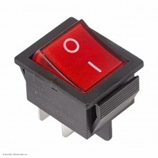 Переключатель 22х30мм на 2 положения на замыкание 4 pin 250V 16А с подсветкой неон красный