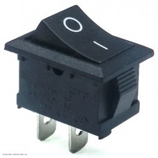 Переключатель 13х19мм на 2 положения на размыкание 2 pin 250V 6А без подсветки черный с откатом