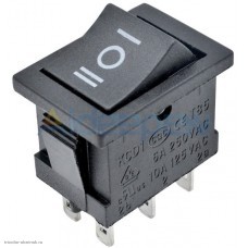 Переключатель 13х19мм на 3 положения нейтраль с фиксацией 6 pin 250V 6A без подсветки черный