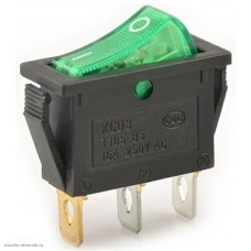 Переключатель 11х30мм на 2 положения на замыкание 3 pin 250V 15А с подсветкой зеленый