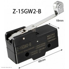 Микропереключатель Z-15GW2-B (TM1703) пластина 48мм+ролик 250V 15A