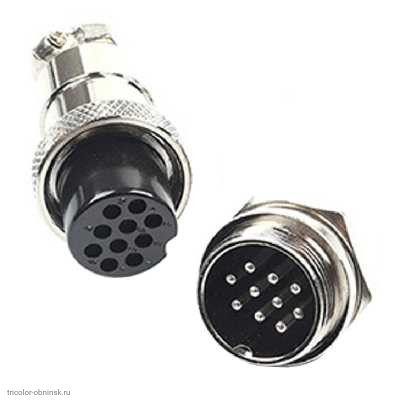 GX20 10 pin штекер приборный + гнездо кабельное авиационное 5A 150V