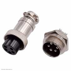 GX20 5 pin штекер приборный + гнездо кабельное авиационное 7A 250V