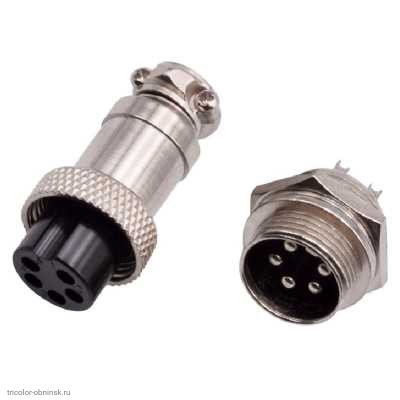GX20  5 pin штекер приборный + гнездо кабельное авиационное 7A 250V