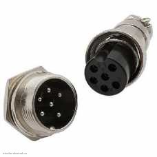 GX20 6 pin штекер приборный + гнездо кабельное авиационное 5A 150V