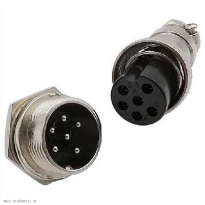 GX20  6 pin штекер приборный + гнездо кабельное авиационное 5A 150V
