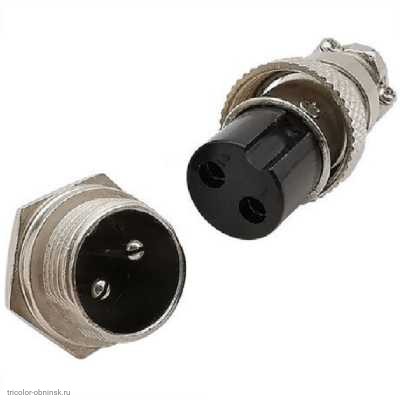 GX20  2 pin штекер приборный + гнездо кабельное авиационное 10A 250V