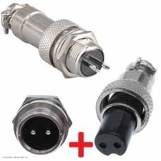 GX12 2 pin штекер приборный + гнездо кабельное авиационное 5A 125V