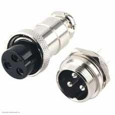 GX20 3 pin штекер приборный + гнездо кабельное авиационное 7A 250V