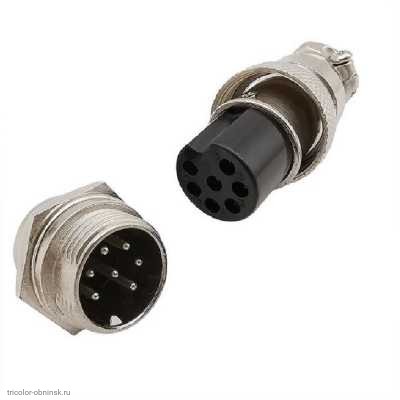 GX20  7 pin штекер приборный + гнездо кабельное авиационное 5A 150V
