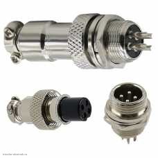 GX20 4 pin штекер приборный + гнездо кабельное авиационное 7A 250V