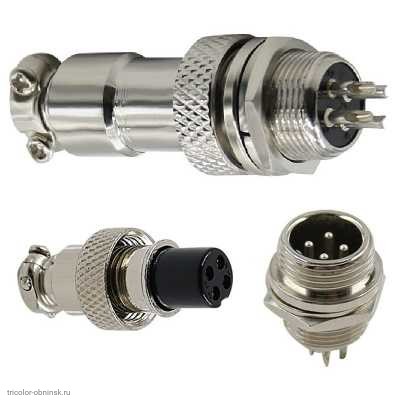 GX20  4 pin штекер приборный + гнездо кабельное авиационное 7A 250V