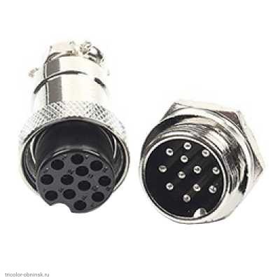 GX20 12 pin штекер приборный + гнездо кабельное авиационное 5A 150V