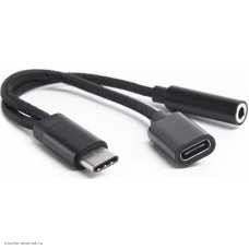 Переходник USB-C штекер - USB-C гнездо + 3.5 гнездо стерео (0.1м)