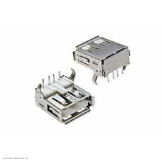 Гнездо USB A-1J (гнездо на плату выводы угловые)