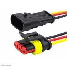 Комплект герметичных разъёмов 3 pin DJ7031-1.5-11/21 (штекер+гнездо) с проводами