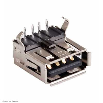 Гнездо  USB A-1JB (гнездо на плату выводы угловые, укороченное)