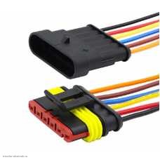 Комплект герметичных разъёмов 6 pin DJ7061-1.5-11/21 (штекер+гнездо) с проводами