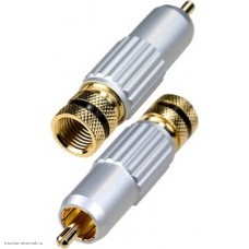 RCA штекер цанга на кабель до 8.0мм Aluminium Gold