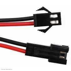 JST SM гнездо 2pin 2.54mm с проводом + штекер 2pin 2.54mm с проводом 0.15м