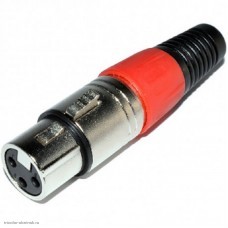 XLR(Canon) гнездо кабельное цанга Nickel красный