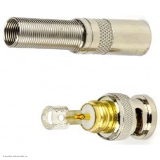 BNC штекер пайка на кабель с пружинкой (кабель до 7 мм.)