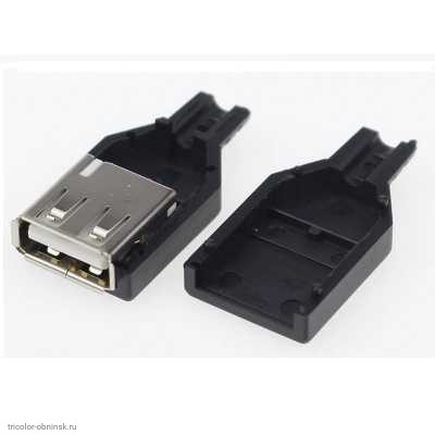 Гнездо  USB A на провод с корпусом