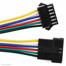 JST SM гнездо 6pin 2.54mm с проводом + штекер 6pin 2.54mm с проводом 0.15м