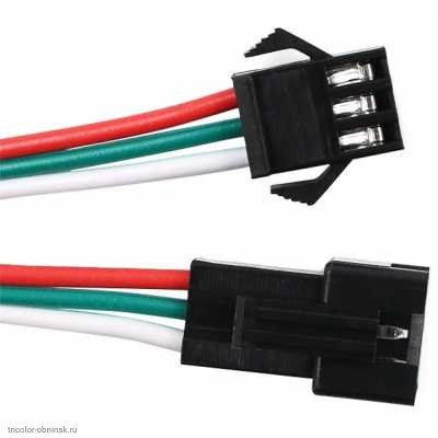 JST SM гнездо 3pin 2.54mm с проводом + штекер 3pin 2.54mm с проводом 0.15м