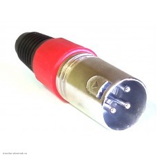 XLR(Canon) штекер кабельный цанга Nickel красный