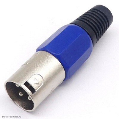 XLR(Canon) штекер кабельный цанга Nickel синий