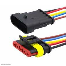 Комплект герметичных разъёмов 5 pin DJ7051-1.5-11/21 (штекер+гнездо) с проводами