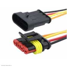 Комплект герметичных разъёмов 4 pin DJ7041-1.5-11/21 (штекер+гнездо) с проводами