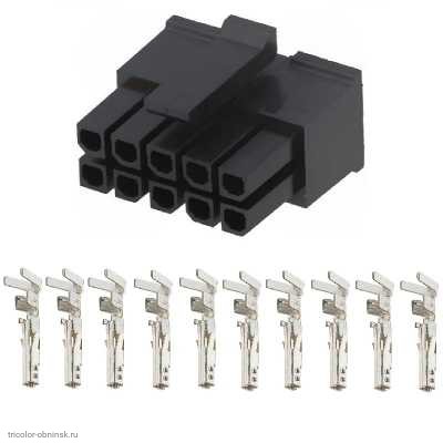 Molex 3.0мм 2-рядный 2х5pin гнездо на провод самонаборное