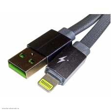 USB-кабель 1.0м Lightning (iPhone 5/6/7/8/X/11) SH0077-i5 R19 резина плоский QC
