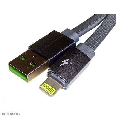 USB-кабель 1.0м Lightning (iPhone 5/6/7/8/X/11) SH0077-i5 R19 резина плоский QC