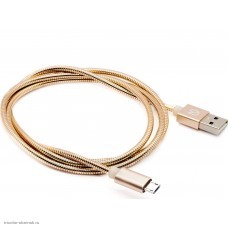 Шнур micro USB-B штекер - USB-A (2.0) штекер 1.0м в металлическом защитном рукаве