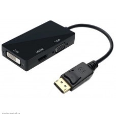 Переходник DisplayPort штекер - DVI-I/VGA/HDMI гнездо (с проводом 0.15м)