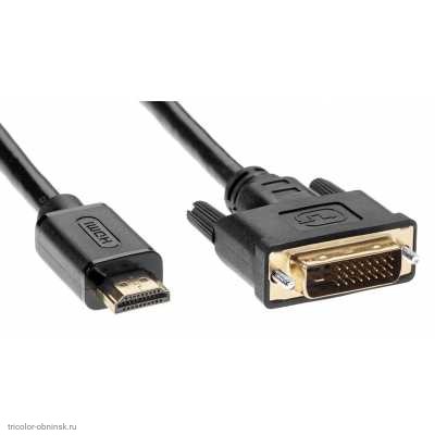 Шнур HDMI штекер - DVI-D штекер   3.0м OD7.0мм с ферритами Plastic Gold LUXMANN