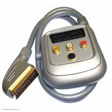 Коммутатор Scart штекер - SCART <-> SCART + 3*RCA + SVHS гнезда с переключателем
