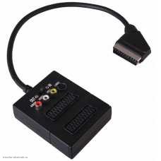 Коммутатор Scart штекер - 2*Scart + 3*RCA + SVHS гнезда с переключателем