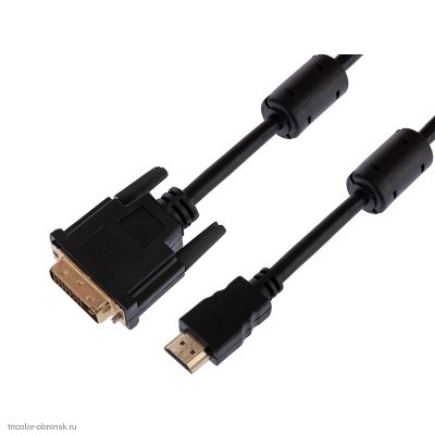 Шнур HDMI штекер - DVI-D штекер   5.0м с ферритами REXANT