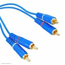 Шнур 2 RCA штекер - 2 RCA штекер 1.5м (2.6мм) Plastic Gold