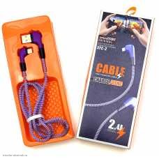 USB-кабель 1.0м Lightning (iPhone 5/6/7/8/X/11) Г-образный в защитном рукаве