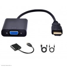 Видеоконвертер HDMI (вход) - VGA + 3.5 Audio (выход) с усилителем (питание USB)