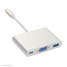 Конвертер USB-C(3.1) -> VGA + USB-A(3.0) + USB-C(3.1) для современных ноутбуков/ультрабуков